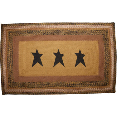 Kettle Grove Jute Rug Rect Stencil Star w/ Pad 36x60 - The Fox Decor